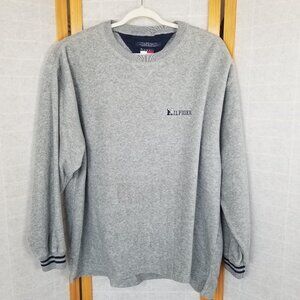 1990s Tommy Hilfiger Pullover Fleece Gray Size XL Y2K Frat Bro Preppy Vintage